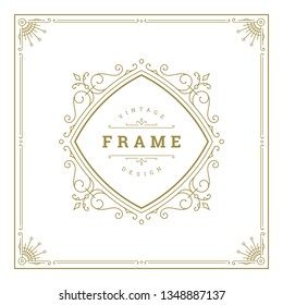 Vintage flourishes ornament frame template vector illustration. Victorian borders for greeting cards, wedding invitations, advertising or other design and place for text.