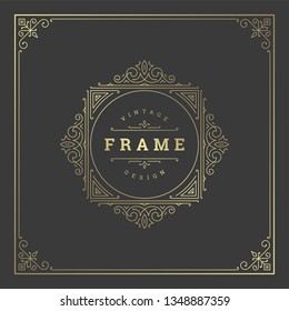 Vintage flourishes ornament frame template vector illustration. Victorian borders for greeting cards, wedding invitations, advertising or other design and place for text.