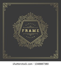 Vintage flourishes ornament frame template vector illustration. Victorian borders for greeting cards, wedding invitations, advertising or other design and place for text.