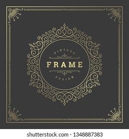 Vintage flourishes ornament frame template vector illustration. Victorian borders for greeting cards, wedding invitations, advertising or other design and place for text.