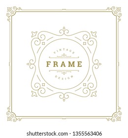 Vintage flourishes ornament frame template vector illustration. Victorian borders for greeting cards, wedding invitations, advertising or other design and place for text.