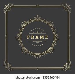 Vintage flourishes ornament frame template vector illustration. Victorian borders for greeting cards, wedding invitations, advertising or other design and place for text.