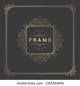 Vintage flourishes ornament frame template vector illustration. Victorian borders for greeting cards, wedding invitations, advertising or other design and place for text.