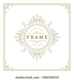 Vintage flourishes ornament swirls lines frame template vector illustration. Victorian borders for greeting cards, wedding invitations, advertising or other design and place for text.