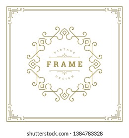 Vintage flourishes ornament swirls lines frame template vector illustration. Victorian borders for greeting cards, wedding invitations, advertising or other design and place for text.