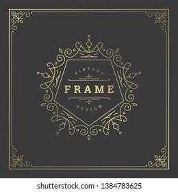 Vintage flourishes ornament swirls lines frame template vector illustration. Victorian borders for greeting cards, wedding invitations, advertising or other design and place for text.