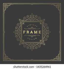 Vintage flourishes ornament swirls lines frame template vector illustration. Victorian borders for greeting cards, wedding invitations, advertising or other design and place for text.