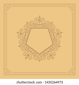 Vintage flourishes ornament swirls lines frame template vector illustration. Victorian borders for greeting cards, wedding invitations, advertising or other design and place for text.