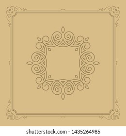 Vintage flourishes ornament swirls lines frame template vector illustration. Victorian borders for greeting cards, wedding invitations, advertising or other design and place for text.