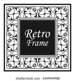 Vintage flourishes ornament swirls lines frame template vector illustration. Victorian borders for greeting cards, wedding invitations, advertising or other design and place for text.