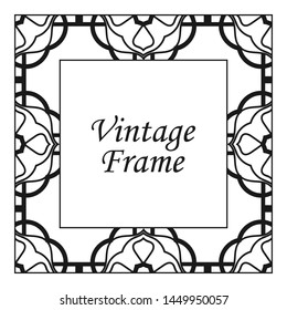 Vintage flourishes ornament swirls lines frame template vector illustration. Victorian borders for greeting cards, wedding invitations, advertising or other design and place for text.