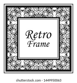 Vintage flourishes ornament swirls lines frame template vector illustration. Victorian borders for greeting cards, wedding invitations, advertising or other design and place for text.