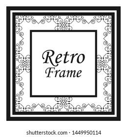 Vintage flourishes ornament swirls lines frame template vector illustration. Victorian borders for greeting cards, wedding invitations, advertising or other design and place for text.