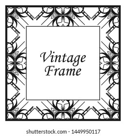 Vintage flourishes ornament swirls lines frame template vector illustration. Victorian borders for greeting cards, wedding invitations, advertising or other design and place for text.