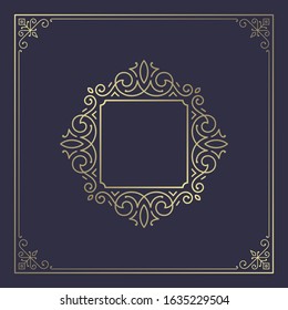 Vintage flourishes ornament swirls lines frame template vector illustration victorian ornate border for greeting cards, wedding invitations, advertising or other design and place for text.
