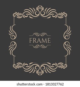Vintage flourishes ornament swirls lines frame template vector illustration