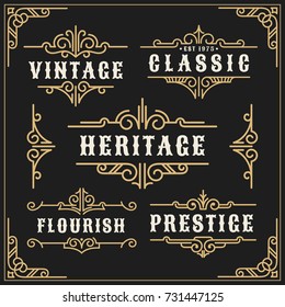 Vintage flourishes vine frame and luxurious calligraphy decorative frame element design for label, tattoo and frame banner. Vector illustration 