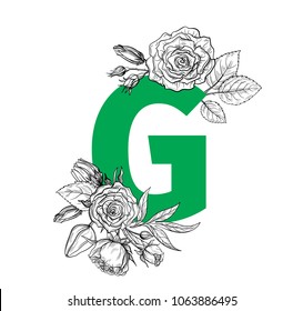 Vintage Flower Alphabet Hand Drawn Vector Stock Vector (Royalty Free ...