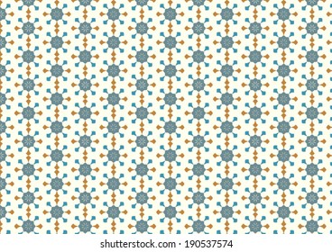 Vintage flower and arrow shape pattern on light yellow background. Classic bloom pattern style for old design