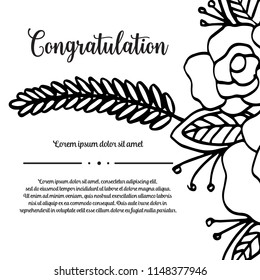 Vintage flower art congratulation design vector illustration