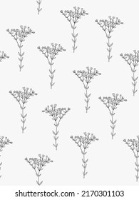 Vintage flower background. Elegant hand drawn blossom floral seamless pattern. Botanical print. Vector illustration 