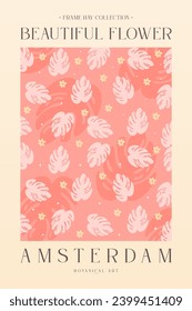Vintage Flower Background Illustration. Flower Gallery Wall Art Poster. Vintage Flower Wall Decoration
