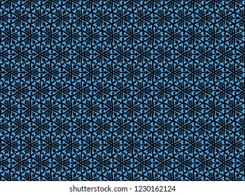 Vintage flower blue ornament on a black background, vector