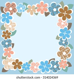 vintage  flower border and frame  on blue background