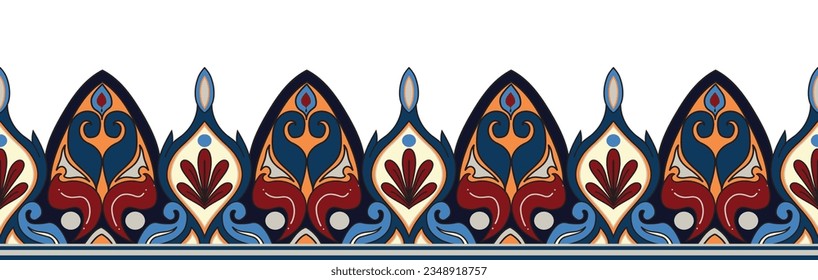 Vintage flower border. Paper decorative border. Embroidery. seamless flower