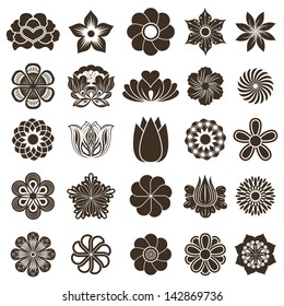 Vintage flower buds vector design elements isolated on white background.