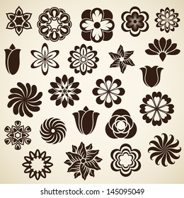 Vintage flower buds vector design elements isolated on white background.  Set 2.