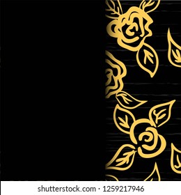 Vintage flower card with roses. And leaves on white background. Vector Illustration