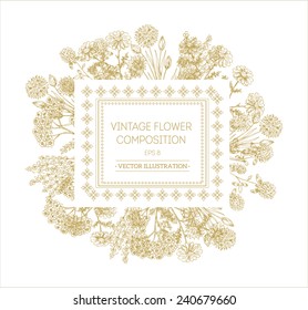 Vintage Flower composition. Vector illustration