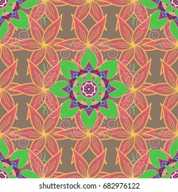 Vintage flower design elements. Curly flowers shapes on background. Vector illustration.
