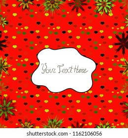 Vintage flower design elements. Red, white and green curly flowers shapes on red, white and green colors. Vector illustration.