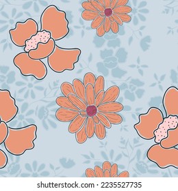 Vintage flower ditsy seamless pattern. Perfect for fabric, scrapbooking, wallpaper, giftwrap, interior design, etc. Surface pattern design.