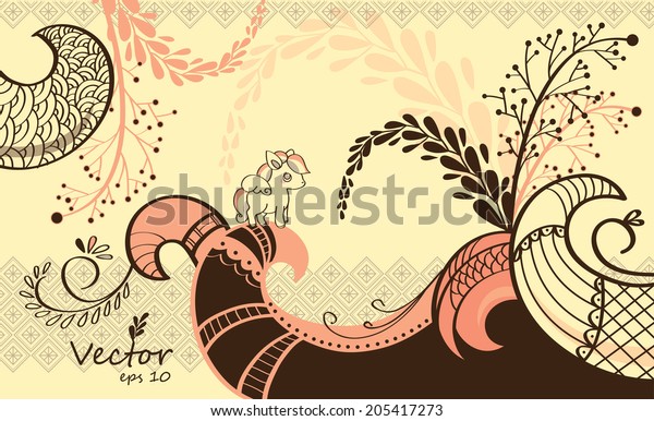 Vintage Flower Drawing Background Wallpaper Stock Vector (Royalty Free