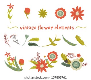 Vintage flower elements