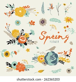 Vintage flower elements