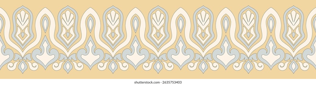 Vintage flower fence border, embroidered fabric border, openwork pattern