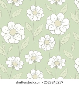 Vintage Flor Floral sálvia verde padrão sem emenda têxtil