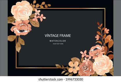 Vintage flower frame background with watercolor vector