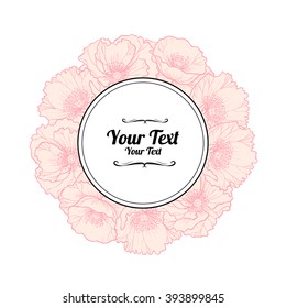  Vintage flower frame with beautiful  poppies.Vector illustration