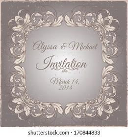 Vintage Flower frame Design.Decorative retro banner.  Can be used for banner, invitation, wedding card, scrapbooking and others. Royal vector design element.
