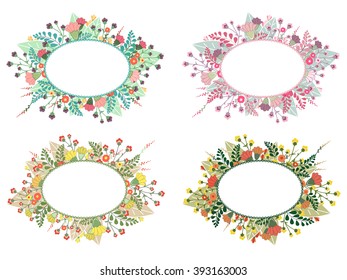 Vintage flower frame for greeting card, wedding or birthday invitation and other holiday. Vector summer background.
