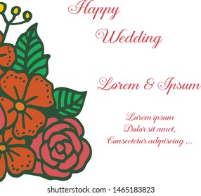 Vintage flower frame, for ornate of card happy wedding. Vector