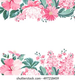 Vintage flower frame for your custom decorative design. Vector illustration.