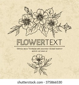 Vintage flower graphic composition. Retro floral card