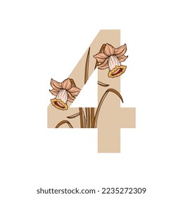 Vintage flower  leaf alphabet initial botanical for wedding invitations, greeting card, logo, isolated white background.