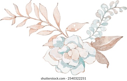 
Vintage flower and leaf bouquet illustration